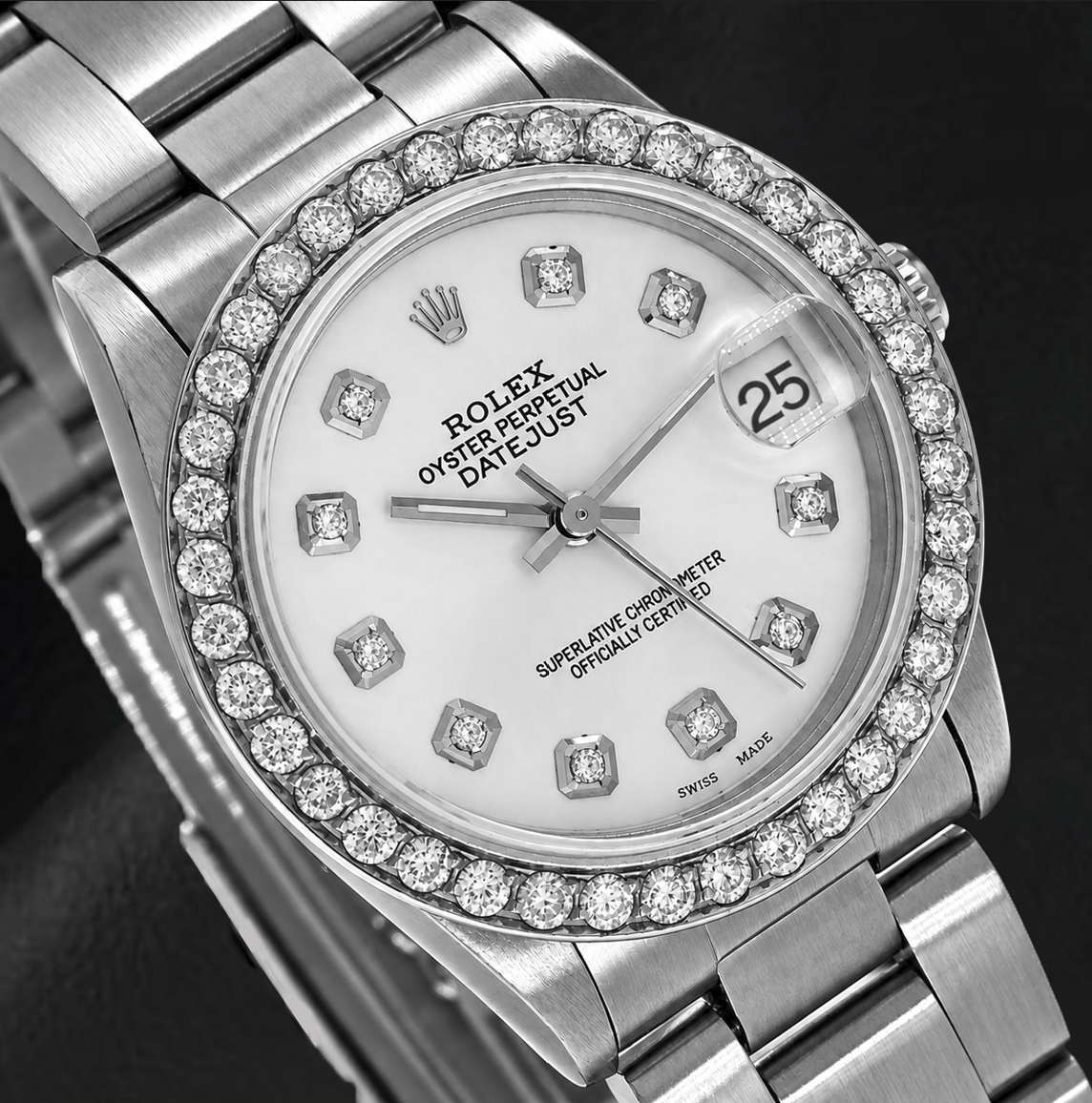 Rolex Datejust 68240 31 mm Orologio in Acciaio Inossidabile con Quadrante Bianco con Diamanti