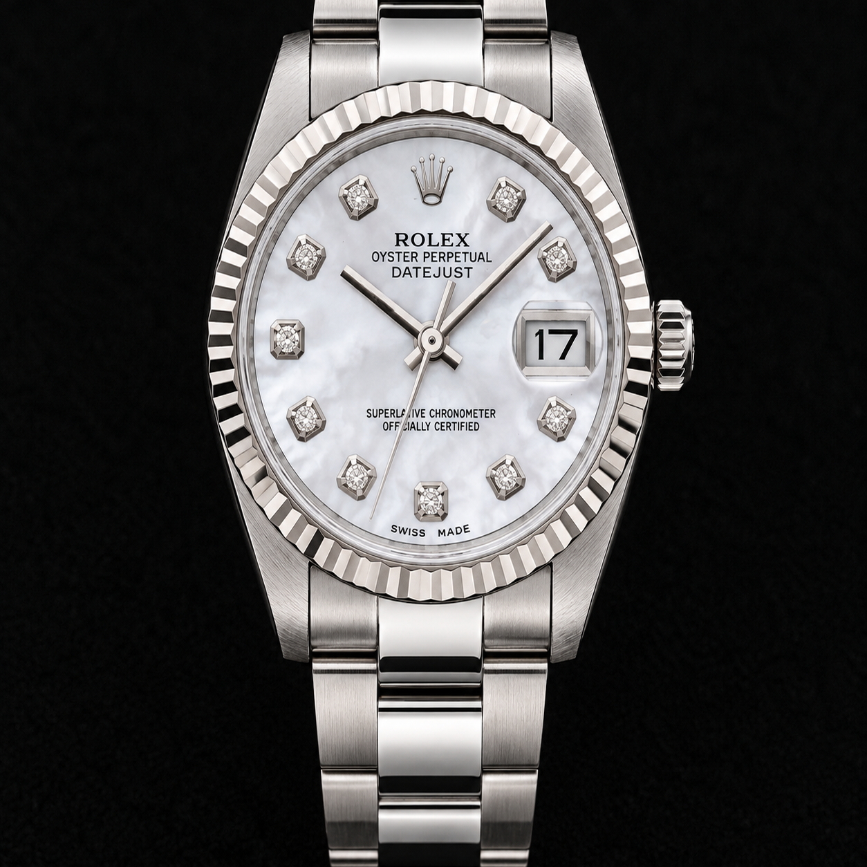 Rolex Datejust 68241 31 mm Orologio in Acciaio Inossidabile con Quadrante con Diamanti in Madreperla Bianca