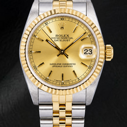 Rolex Datejust 6824 Orologio 31 mm Bicolore Quadrante Champagne con Indici a Bastone