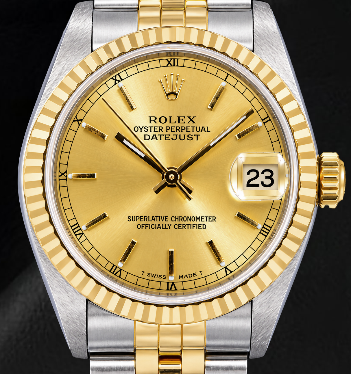 Rolex Datejust 6824 Orologio 31 mm Bicolore Quadrante Champagne con Indici a Bastone