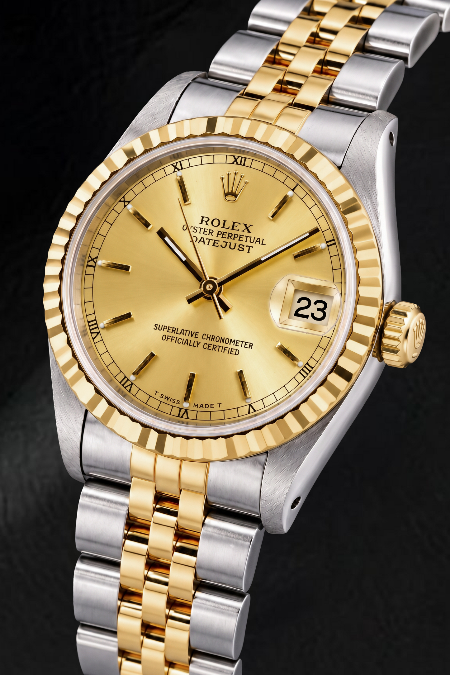 Rolex Datejust 6824 Orologio 31 mm Bicolore Quadrante Champagne con Indici a Bastone