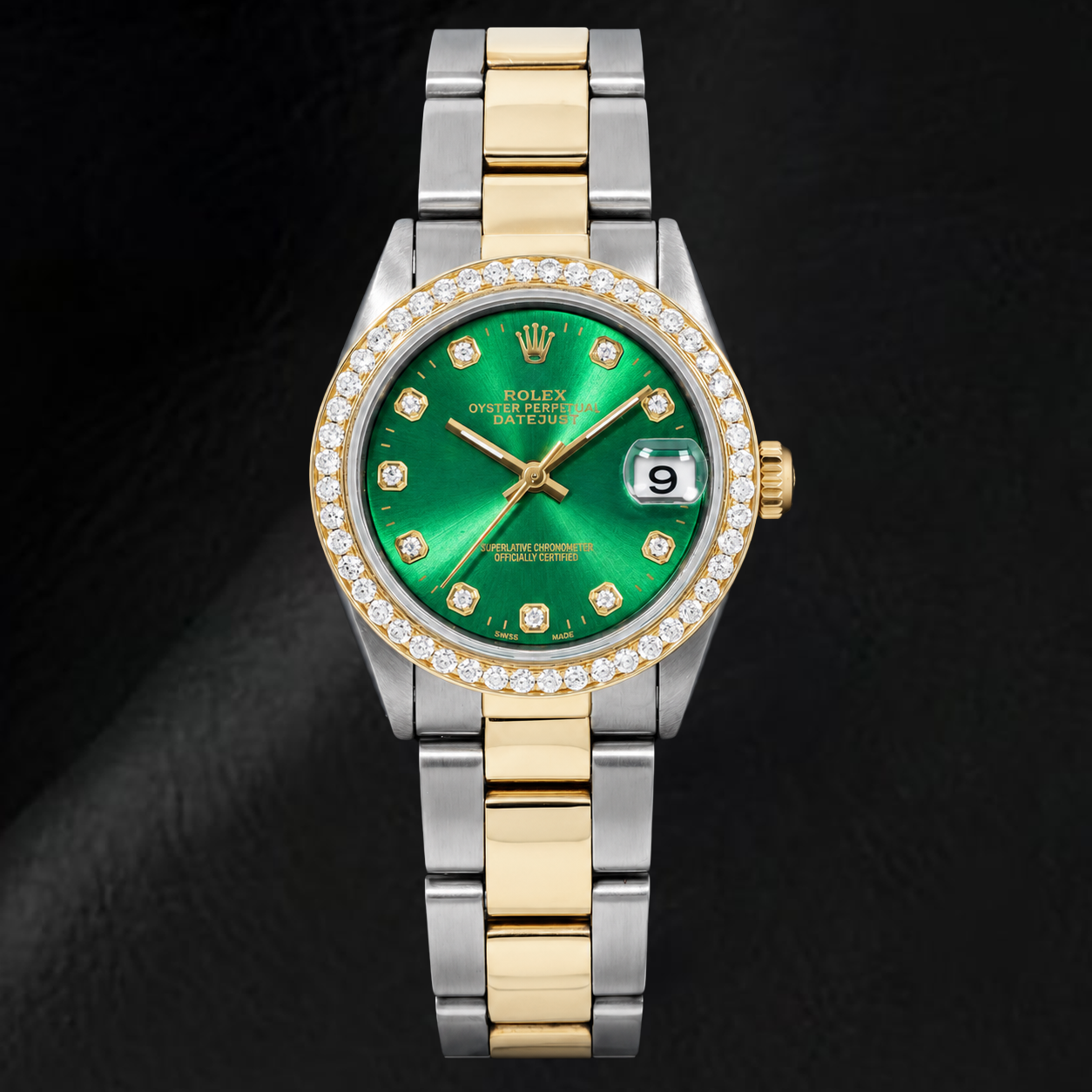 Rolex Datejust 6824 31mm Orologio Bicolore con Quadrante Verde con Diamanti
