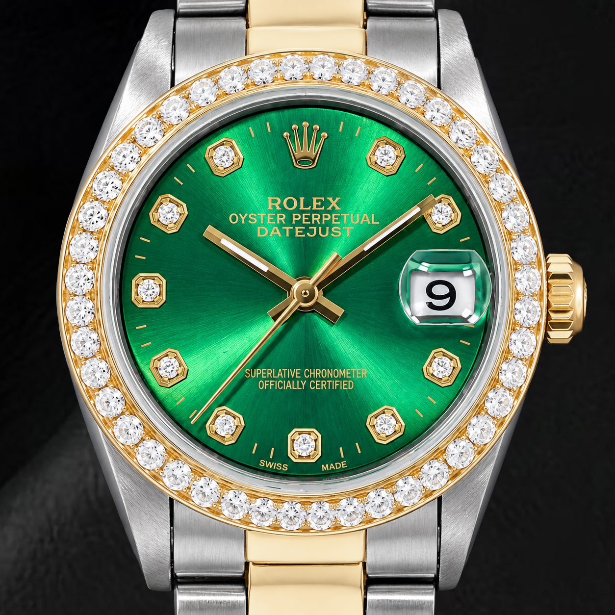 Rolex Datejust 6824 31mm Orologio Bicolore con Quadrante Verde con Diamanti