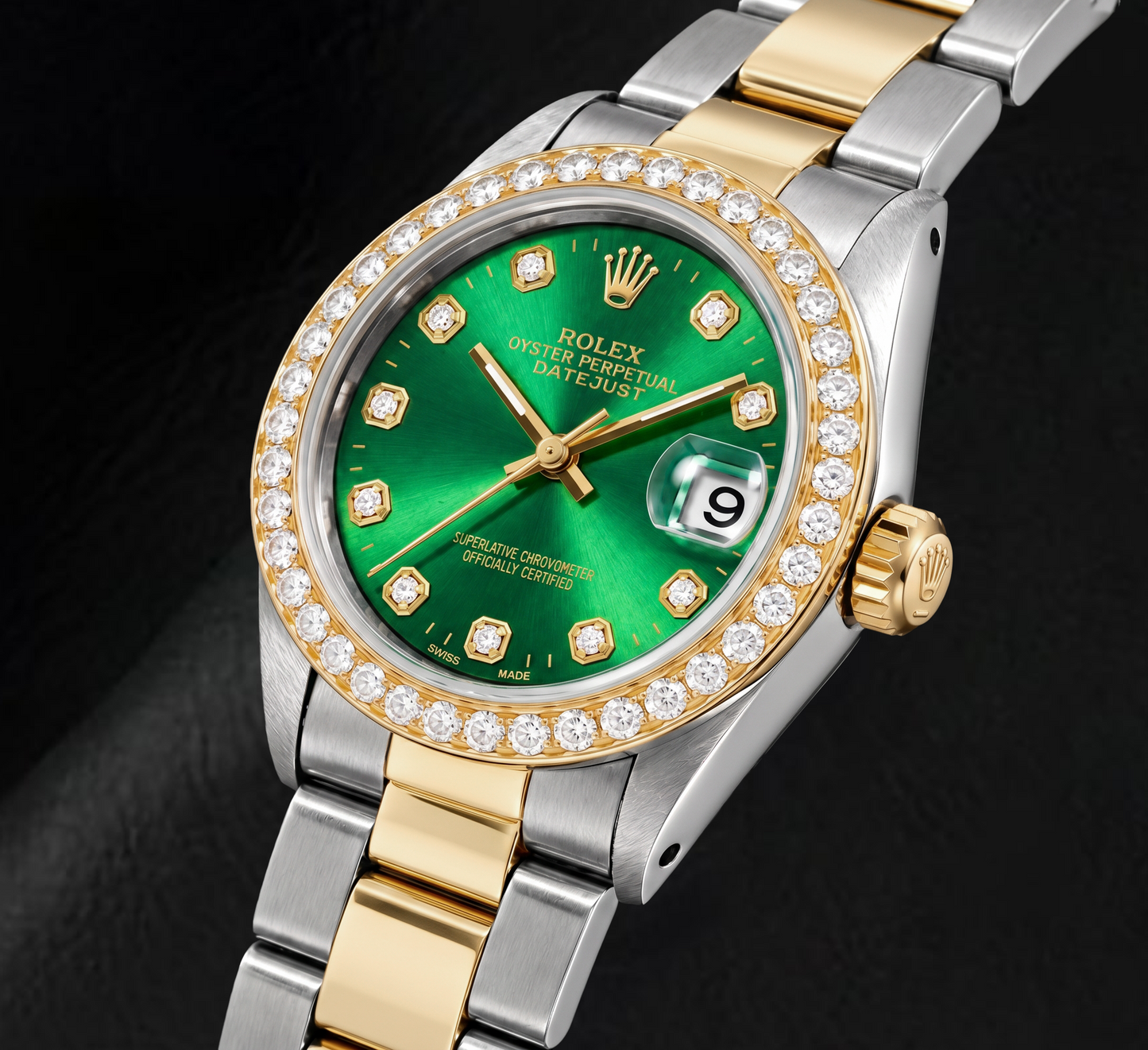 Rolex Datejust 6824 31mm Orologio Bicolore con Quadrante Verde con Diamanti