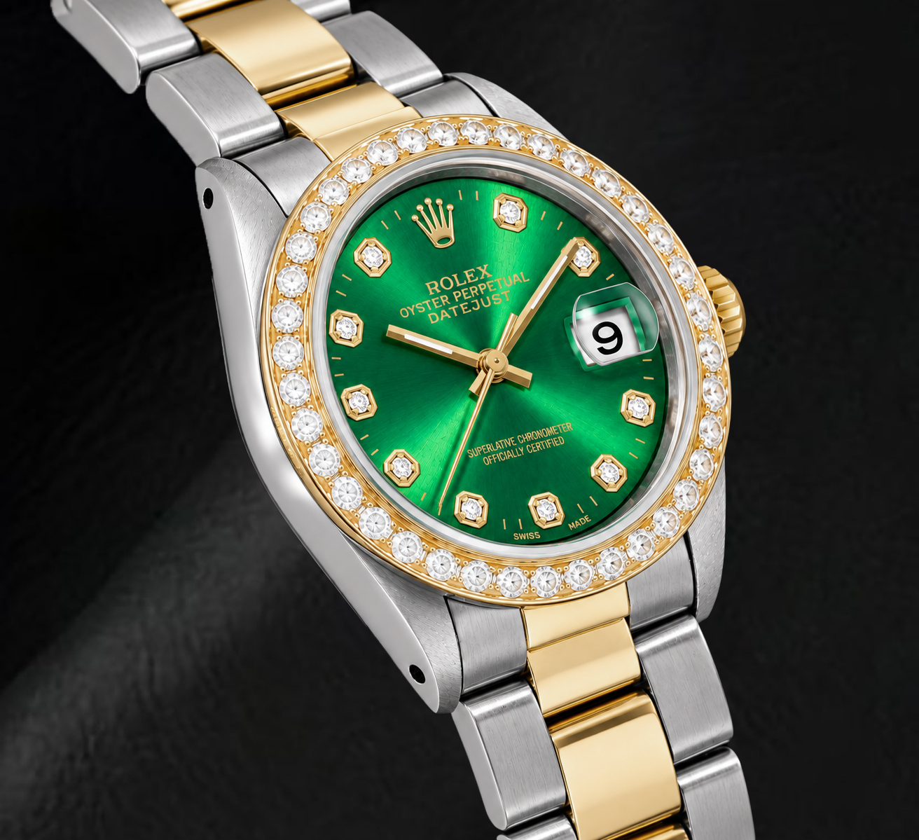 Rolex Datejust 6824 31mm Orologio Bicolore con Quadrante Verde con Diamanti