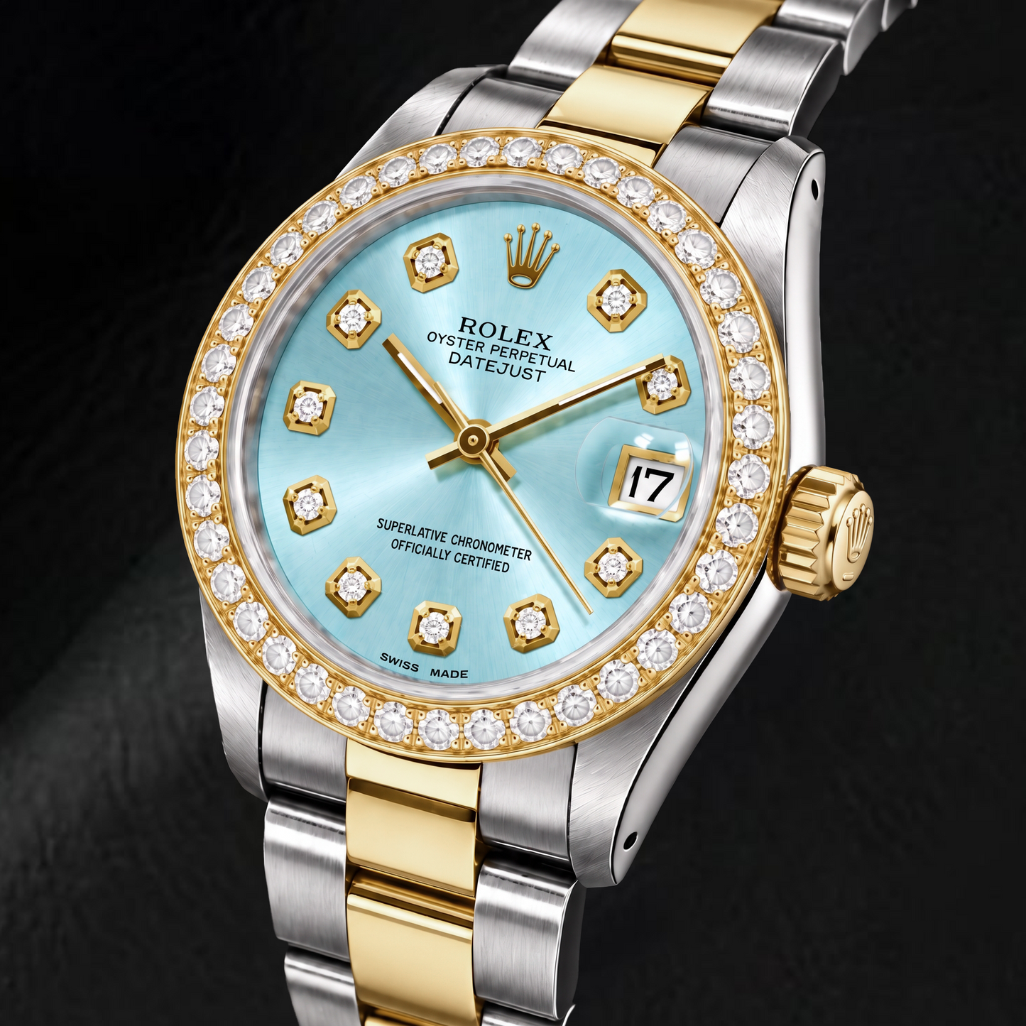 Rolex Datejust 6824 31 mm Orologio Bicolore Quadrante Blu Ghiaccio con Diamanti
