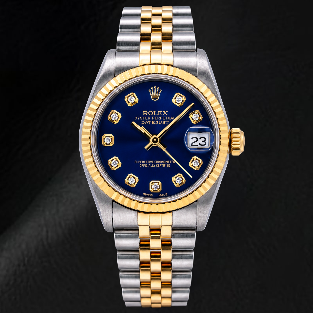 Rolex Datejust 68273 31 mm Orologio Bicolore Quadrante Blu con Diamanti