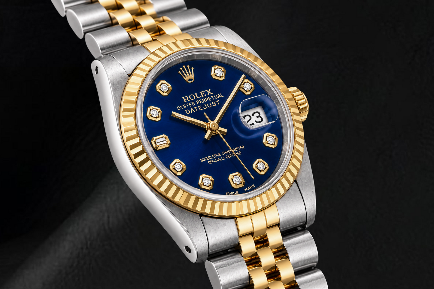 Rolex Datejust 68273 31 mm Orologio Bicolore Quadrante Blu con Diamanti