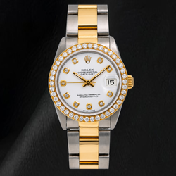 Rolex Datejust 68273 31 mm Orologio Bicolore Quadrante Bianco con Diamanti