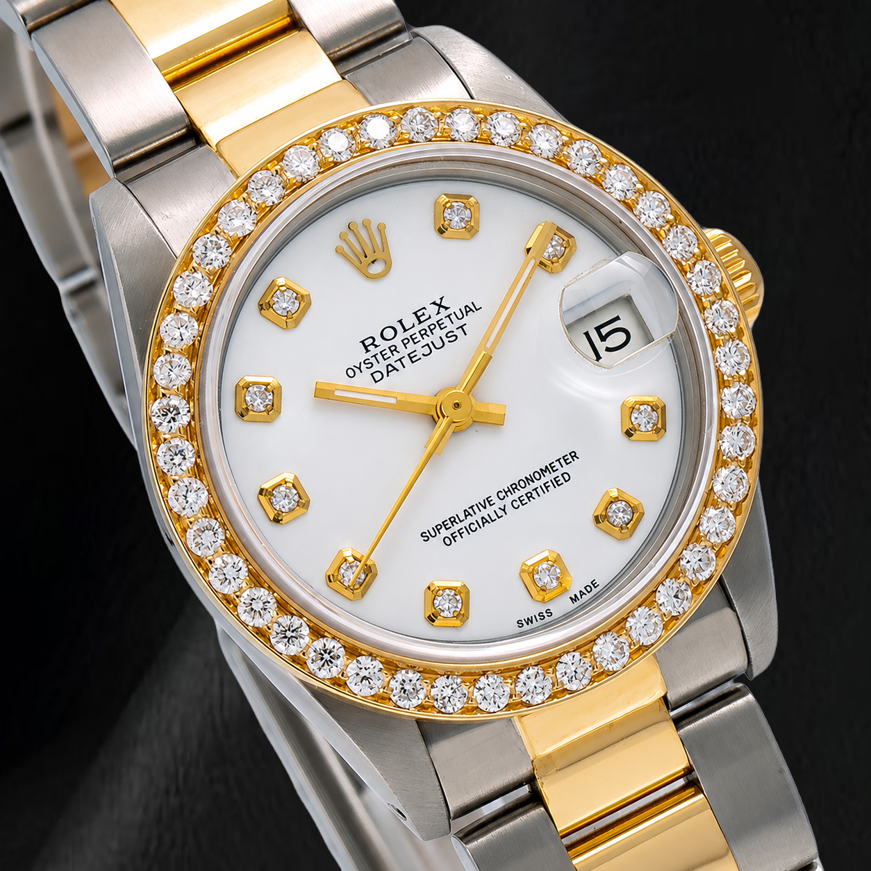Rolex Datejust 68273 31 mm Orologio Bicolore Quadrante Bianco con Diamanti