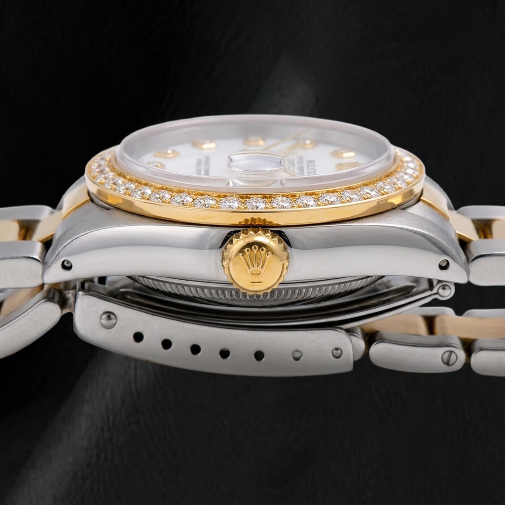 Rolex Datejust 68273 31 mm Orologio Bicolore Quadrante Bianco con Diamanti
