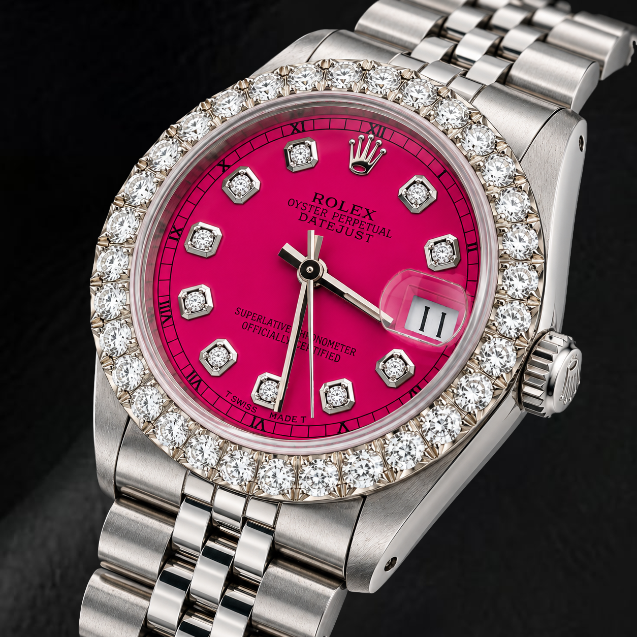 Rolex Datejust 68274 31mm Orologio in Acciaio Inossidabile con Quadrante Rosa con Diamanti