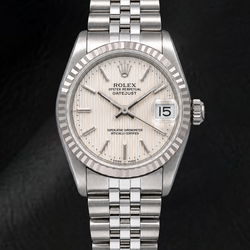 Orologio Rolex Datejust 68274 31 mm in Acciaio Inossidabile con Quadrante con Indici a Bastone Argento con Motivo ad Arazzo