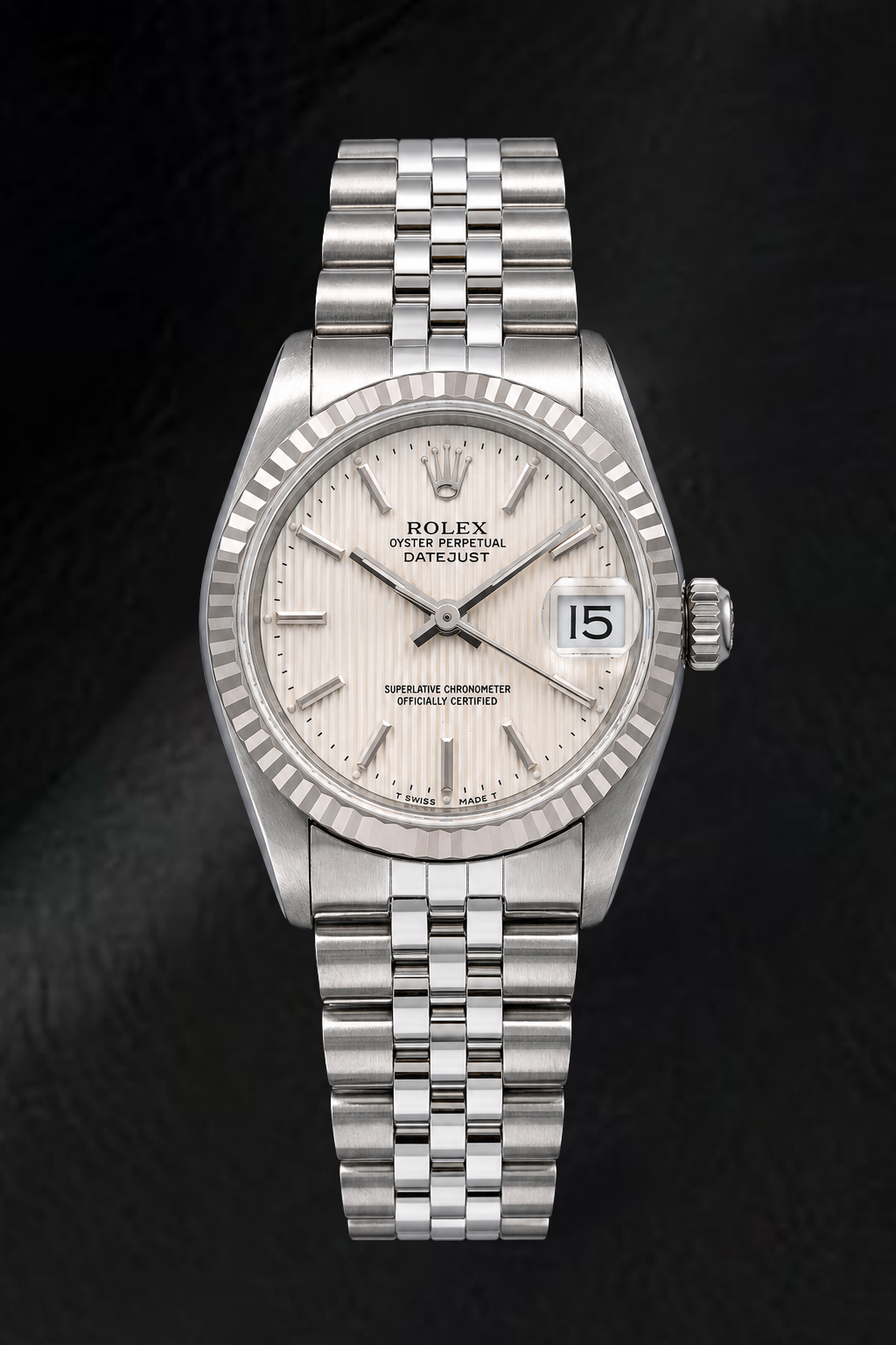 Orologio Rolex Datejust 68274 31 mm in Acciaio Inossidabile con Quadrante con Indici a Bastone Argento con Motivo ad Arazzo