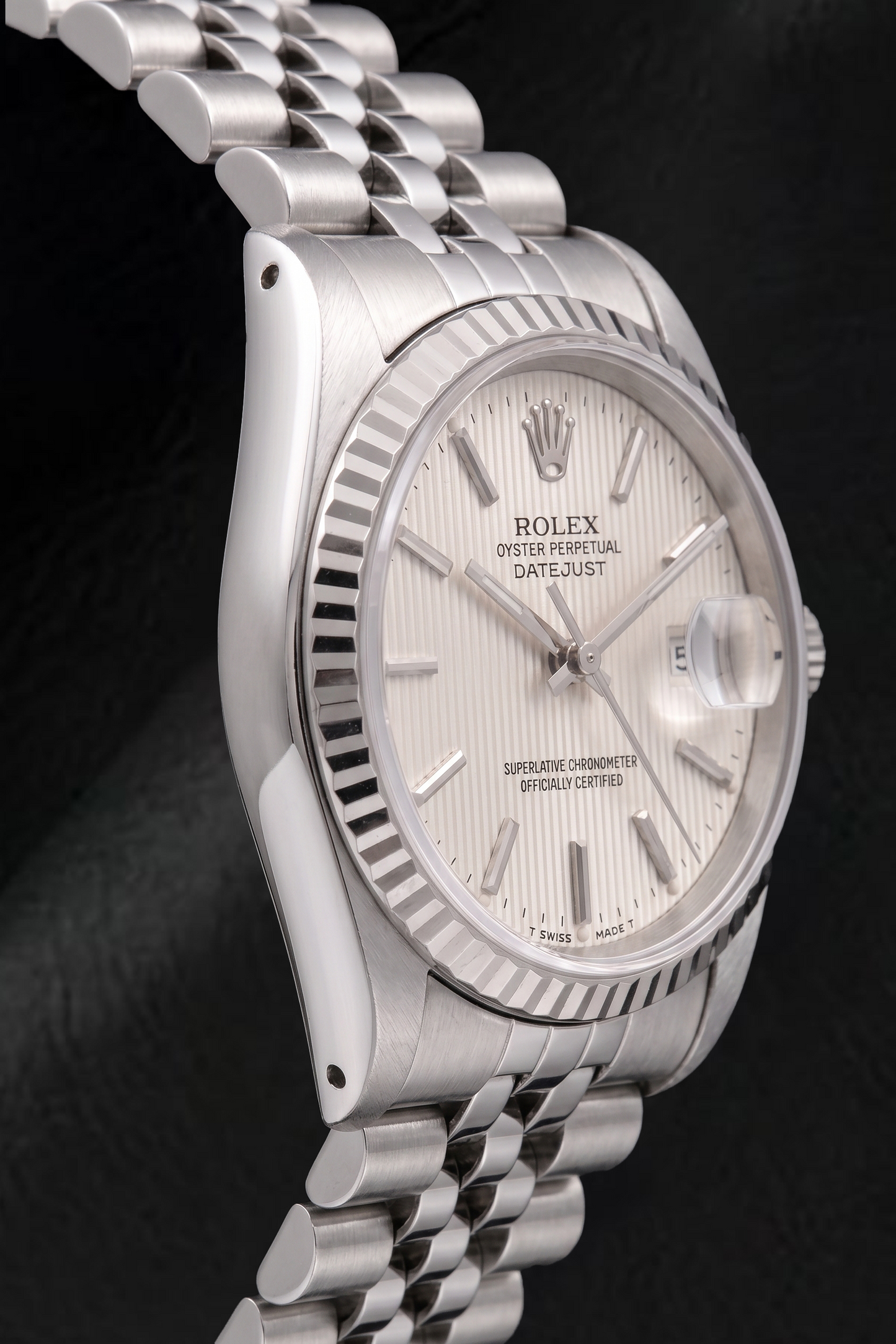 Orologio Rolex Datejust 68274 31 mm in Acciaio Inossidabile con Quadrante con Indici a Bastone Argento con Motivo ad Arazzo