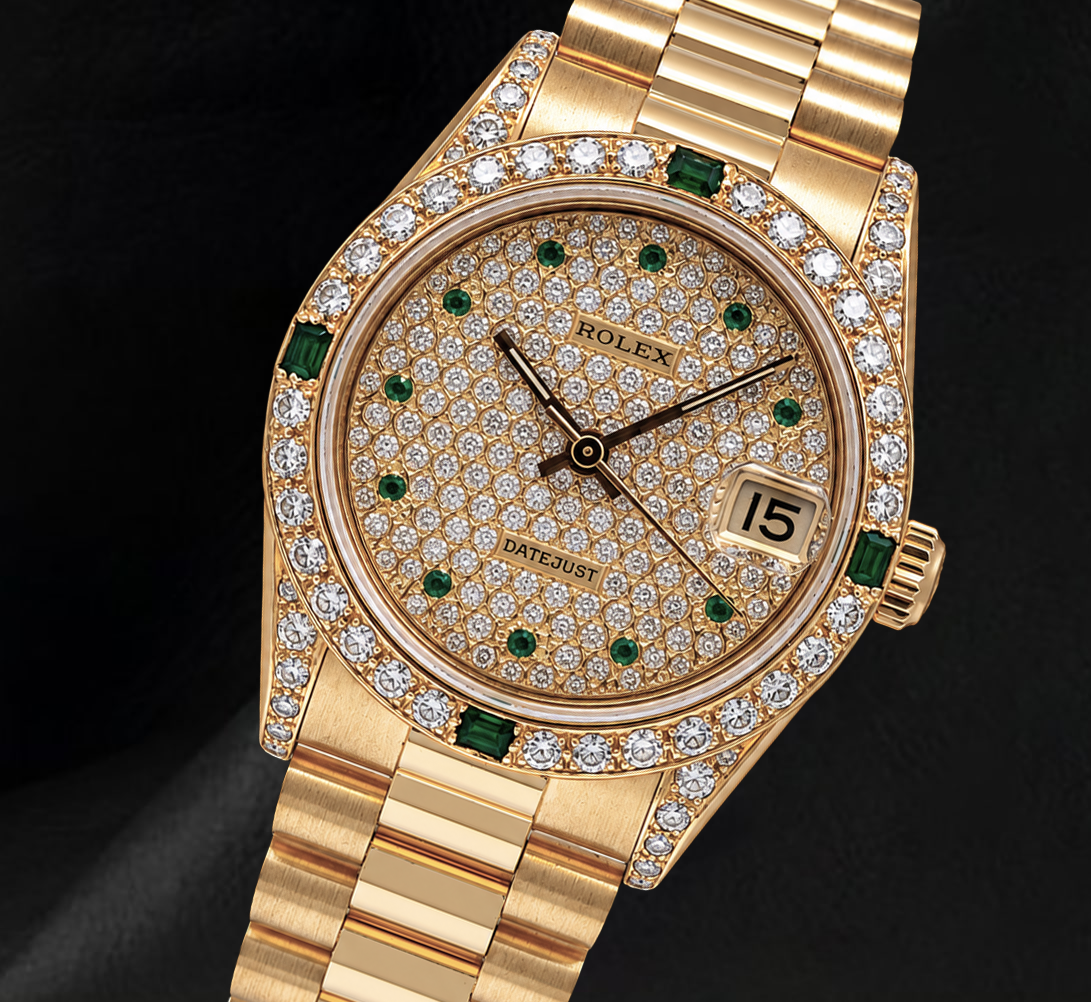 Rolex Datejust 68278 Orologio 31 mm in Oro Giallo 18 carati con Quadrante Pavé di Diamanti