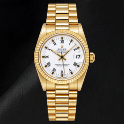 Rolex Datejust 68278 31mm Orologio in Oro Giallo con Quadrante Bianco e Numeri Romani
