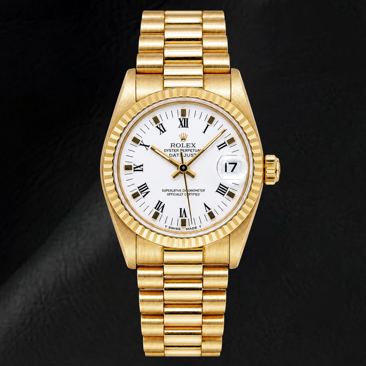 Rolex Datejust 68278 31mm Orologio in Oro Giallo con Quadrante Bianco e Numeri Romani
