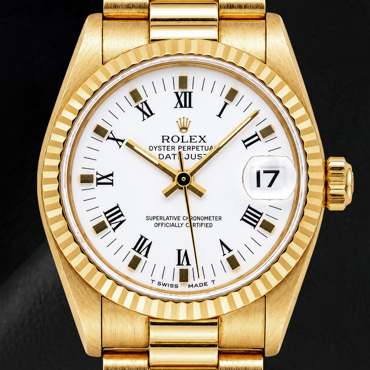 Rolex Datejust 68278 31mm Orologio in Oro Giallo con Quadrante Bianco e Numeri Romani