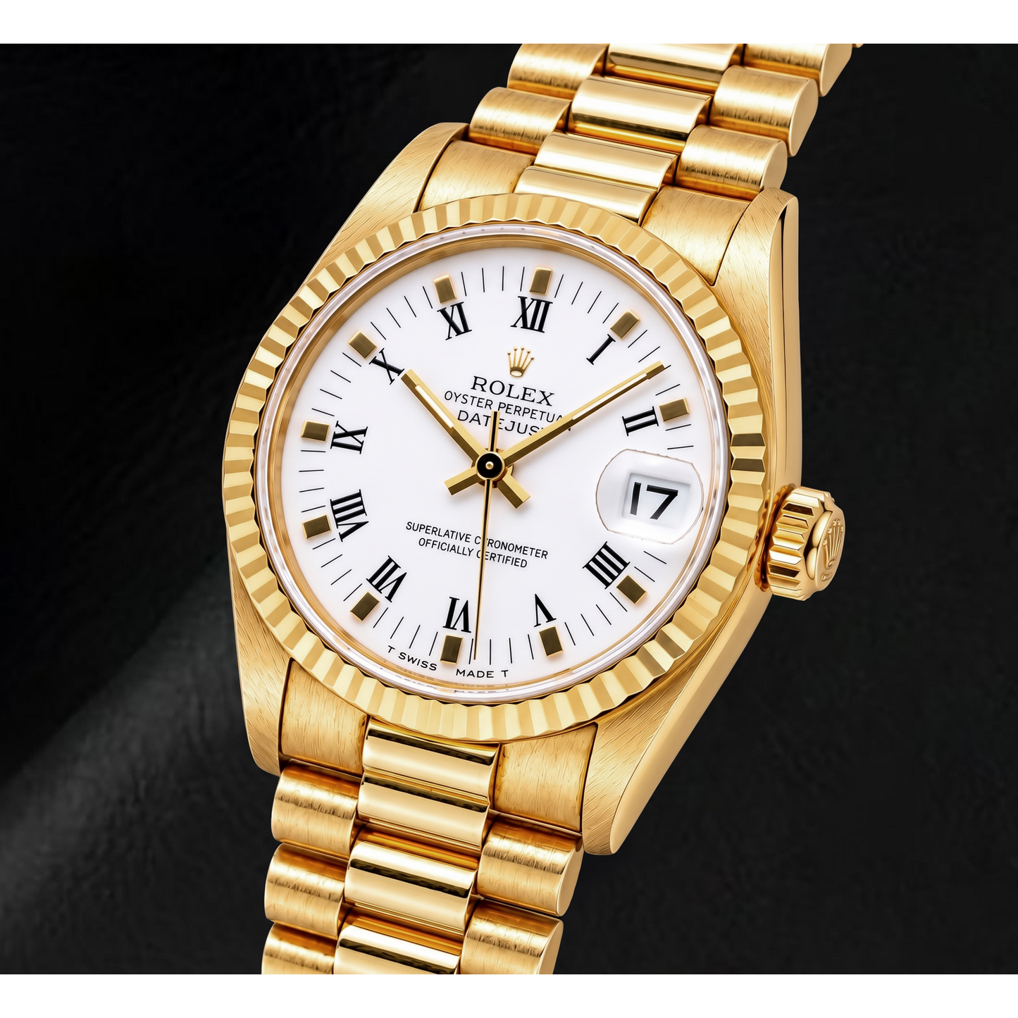 Rolex Datejust 68278 31mm Orologio in Oro Giallo con Quadrante Bianco e Numeri Romani