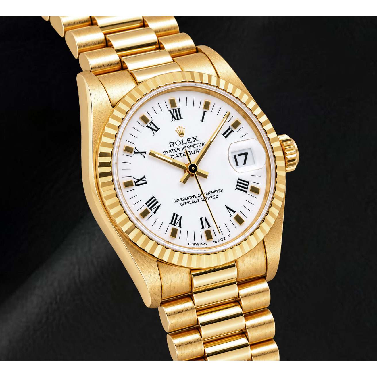Rolex Datejust 68278 31mm Orologio in Oro Giallo con Quadrante Bianco e Numeri Romani