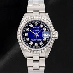 Orologio Rolex Datejust 69160 26 mm Quadrante Blu con Diamanti Acciaio Inossidabile Bracciale Oyster