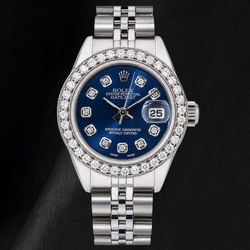 Rolex Datejust 69160 26 mm Orologio in Acciaio Inossidabile con Quadrante Blu con Diamanti