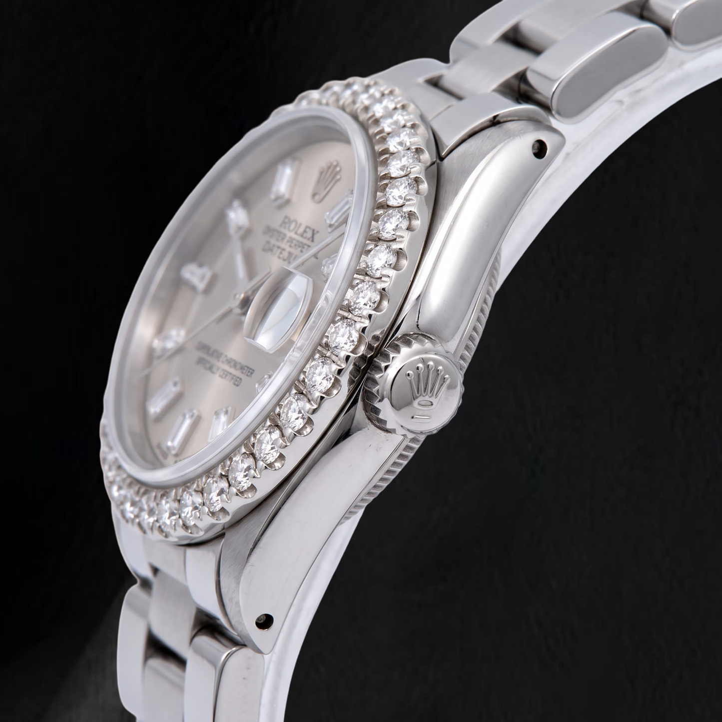 Orologio Rolex Datejust 69160 26 mm in Acciaio Inossidabile Grigio con Diamanti