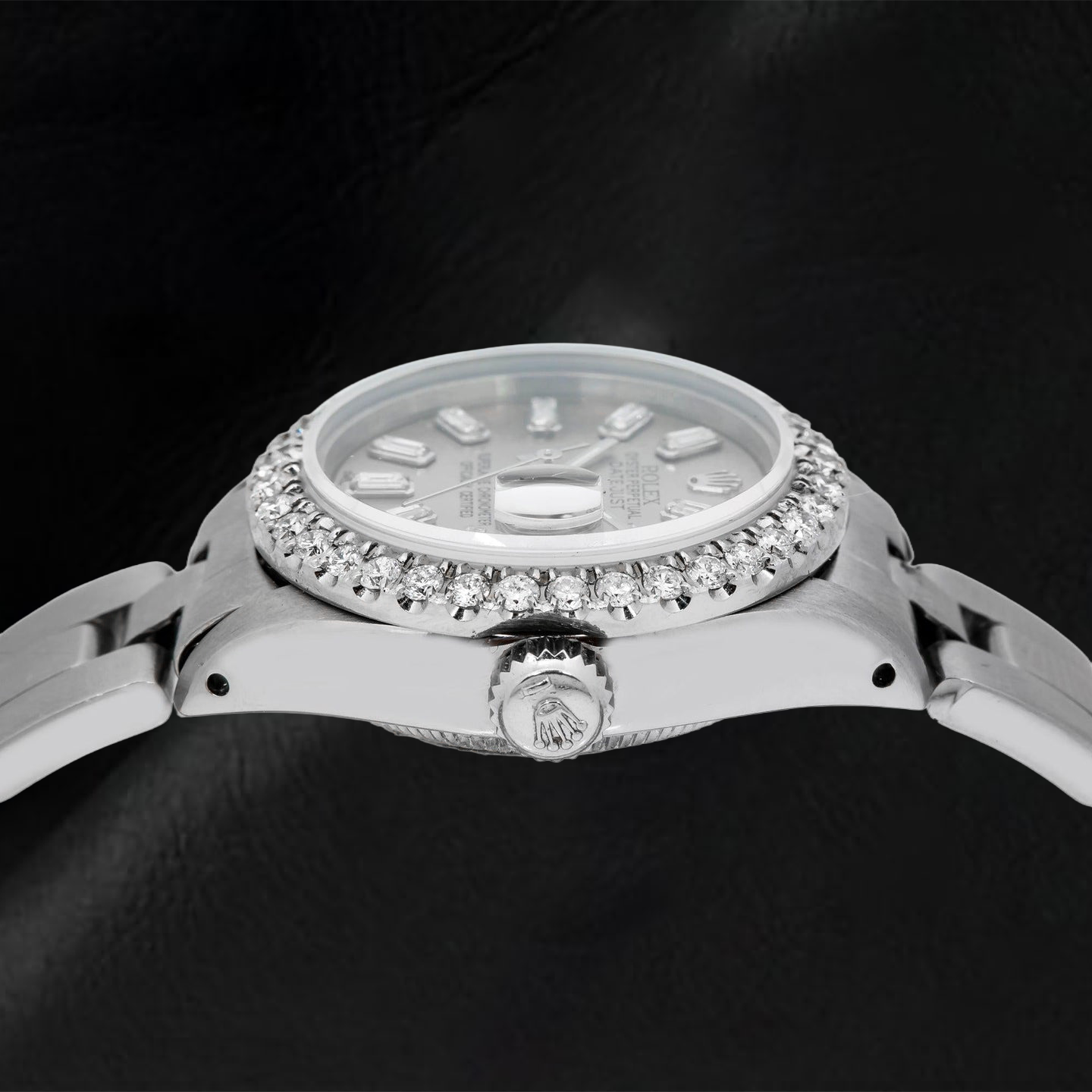 Orologio Rolex Datejust 69160 26 mm in Acciaio Inossidabile Grigio con Diamanti
