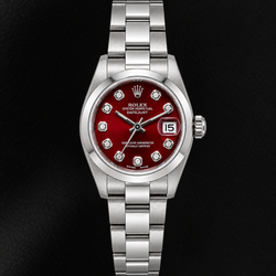 Rolex Datejust 69160 26 mm Orologio in Acciaio Inossidabile con Quadrante Rosso con Diamanti