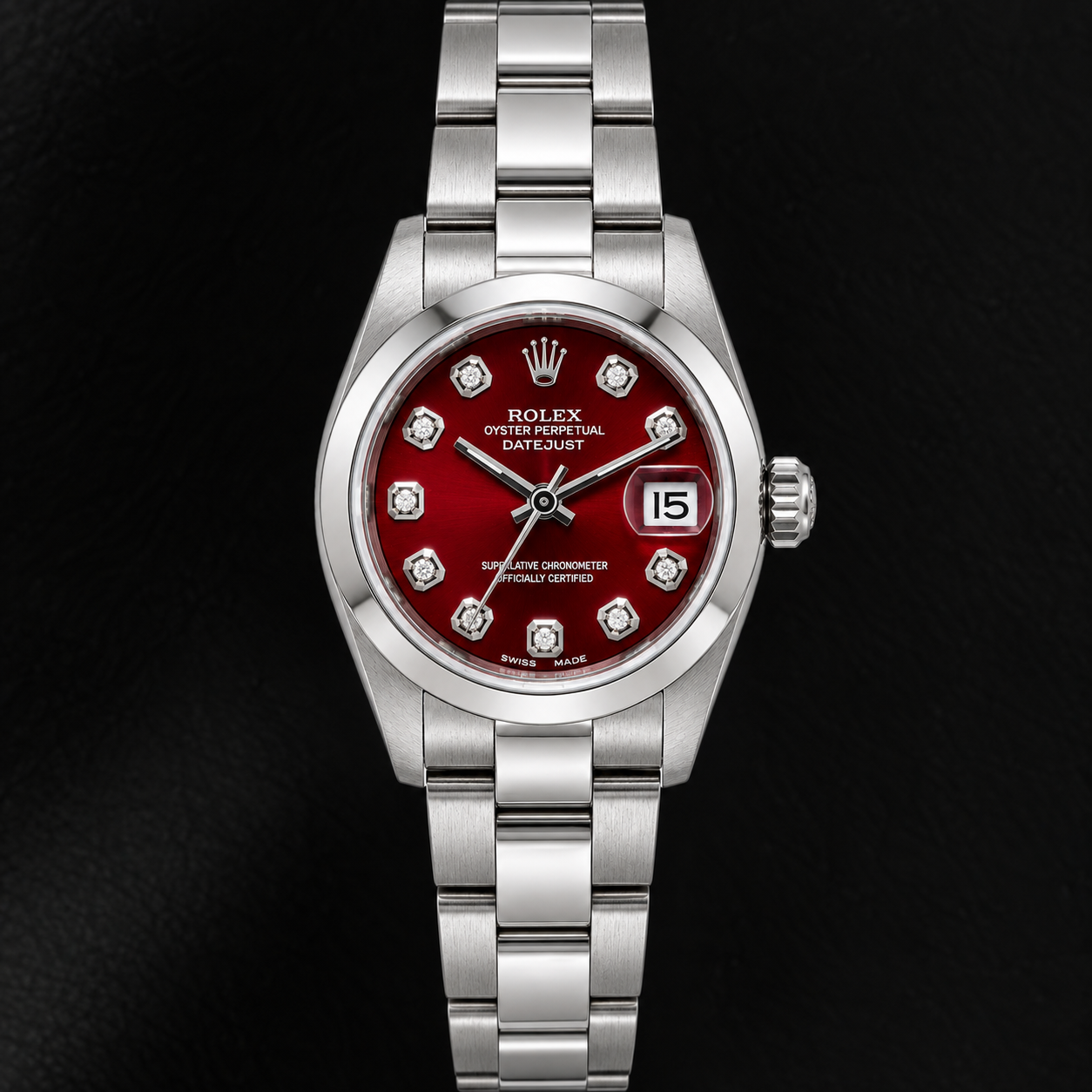 Rolex Datejust 69160 26 mm Orologio in Acciaio Inossidabile con Quadrante Rosso con Diamanti
