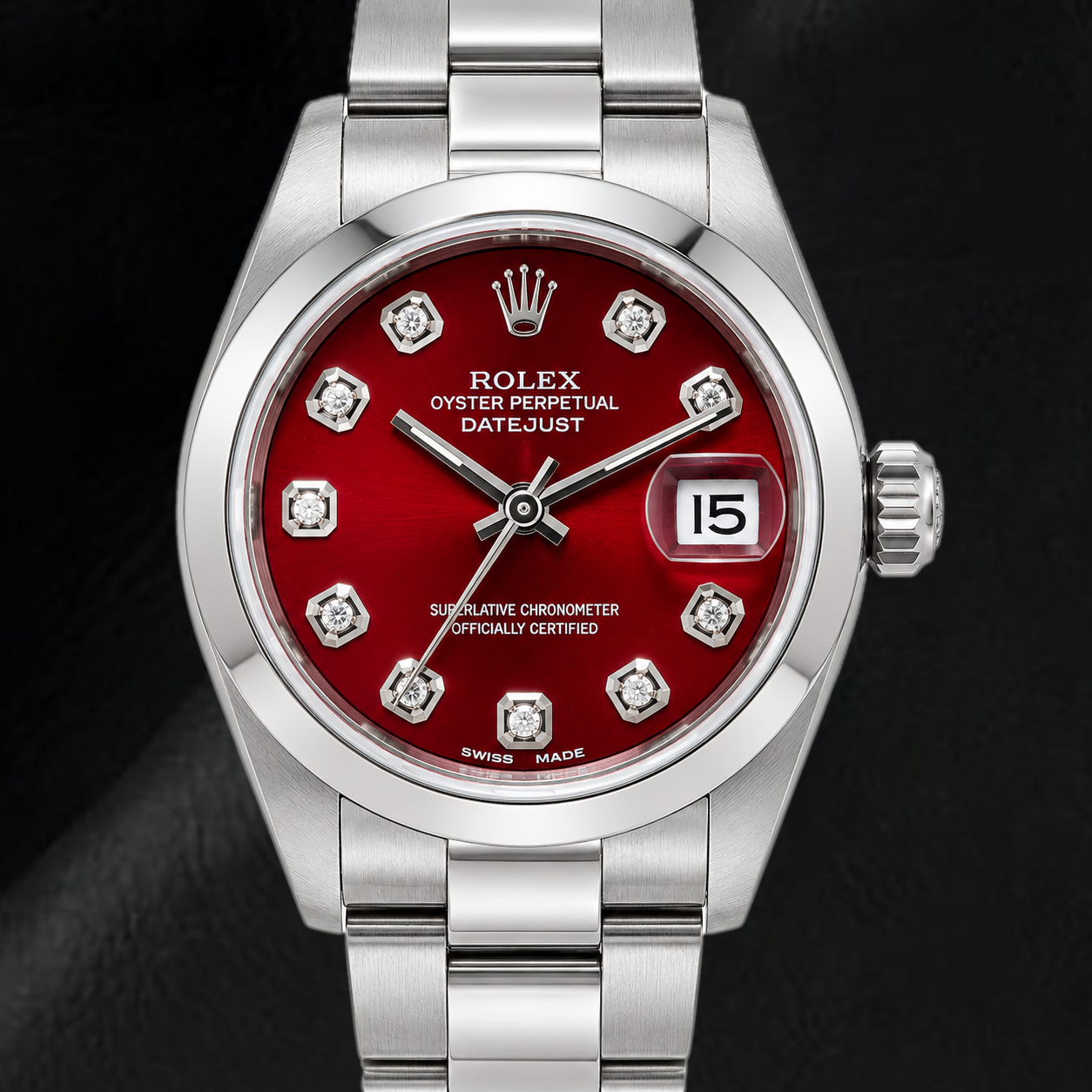 Rolex Datejust 69160 26 mm Orologio in Acciaio Inossidabile con Quadrante Rosso con Diamanti