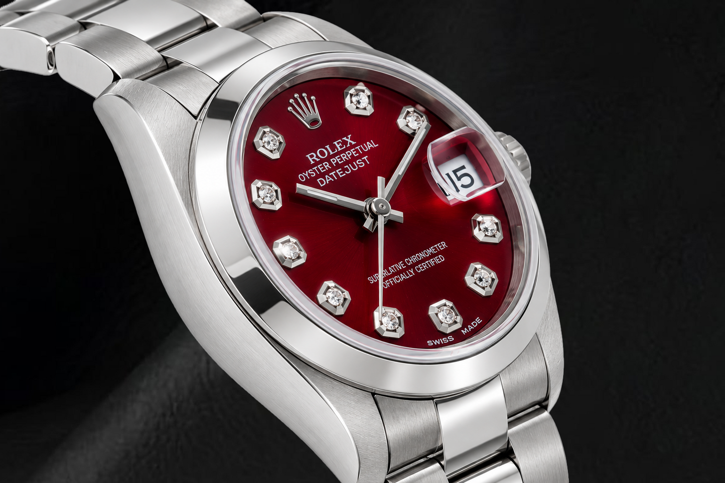 Rolex Datejust 69160 26 mm Orologio in Acciaio Inossidabile con Quadrante Rosso con Diamanti