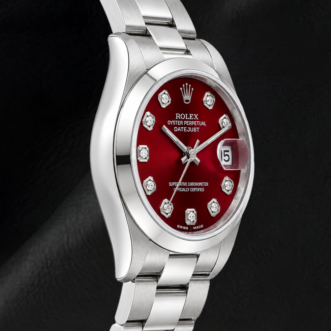 Rolex Datejust 69160 26 mm Orologio in Acciaio Inossidabile con Quadrante Rosso con Diamanti