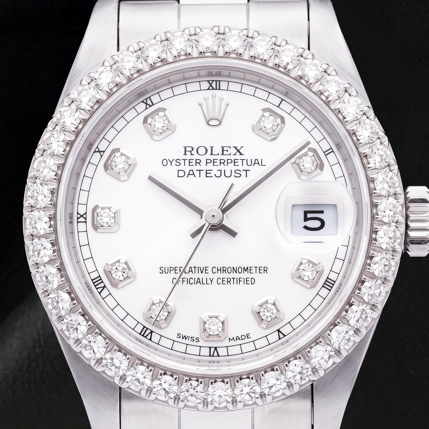 Rolex Datejust 69160 26mm Orologio in Acciaio Inossidabile con Quadrante con Diamanti in Madreperla Bianca