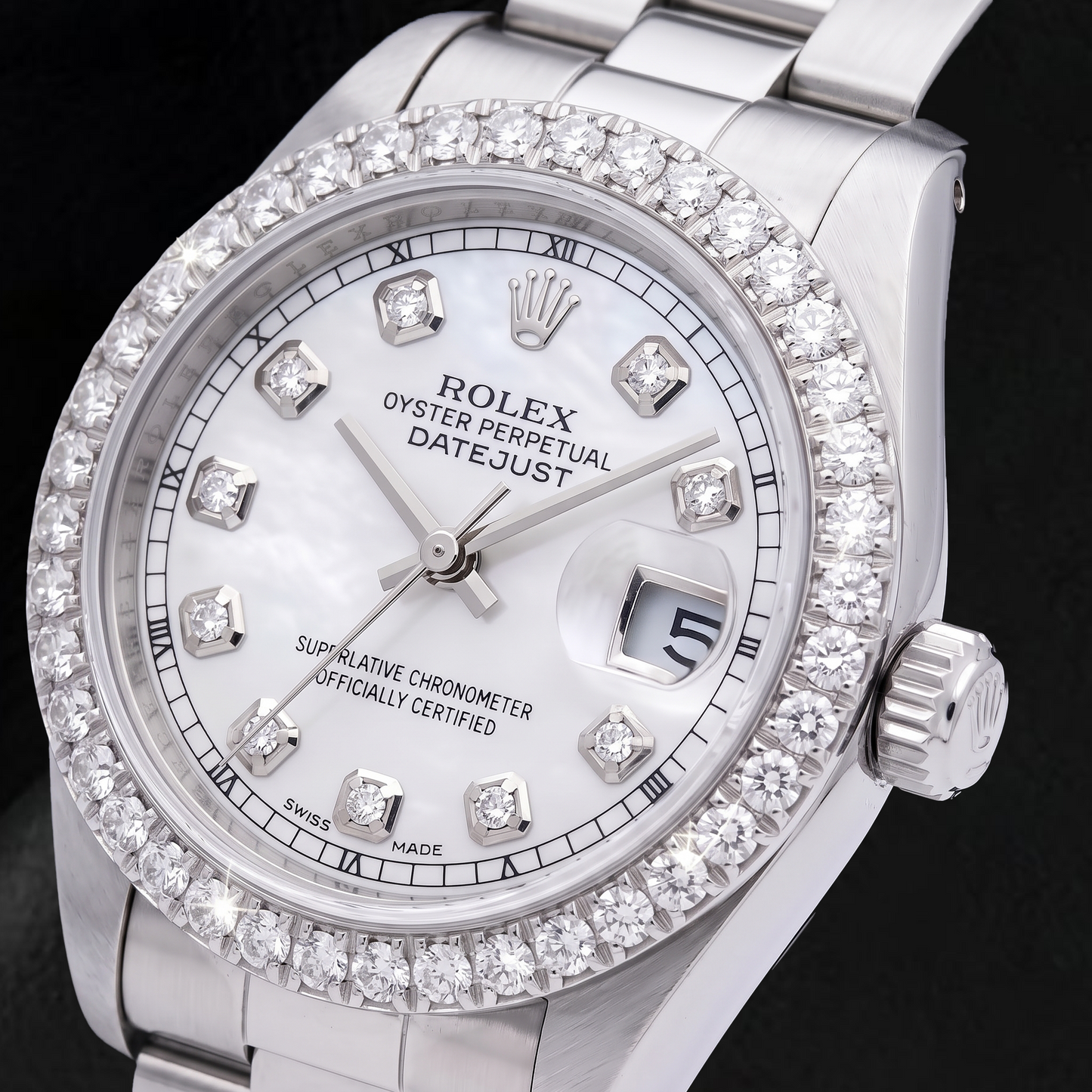 Rolex Datejust 69160 26mm Orologio in Acciaio Inossidabile con Quadrante con Diamanti in Madreperla Bianca