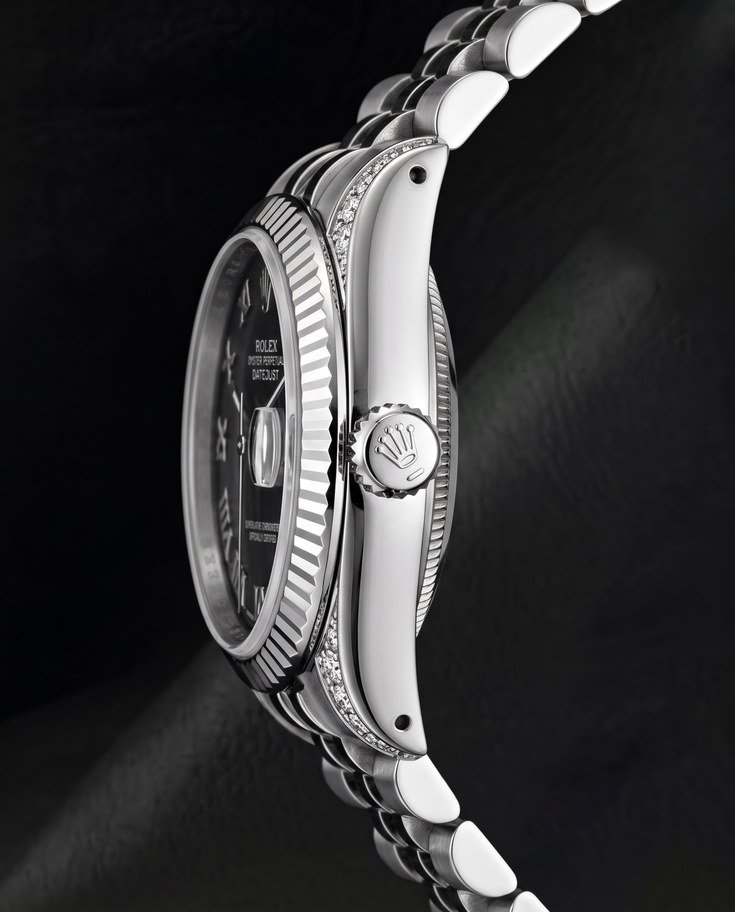 Orologio Rolex Datejust 6916 26 mm in Acciaio Inossidabile con Quadrante Jubilee Nero e Numeri Romani