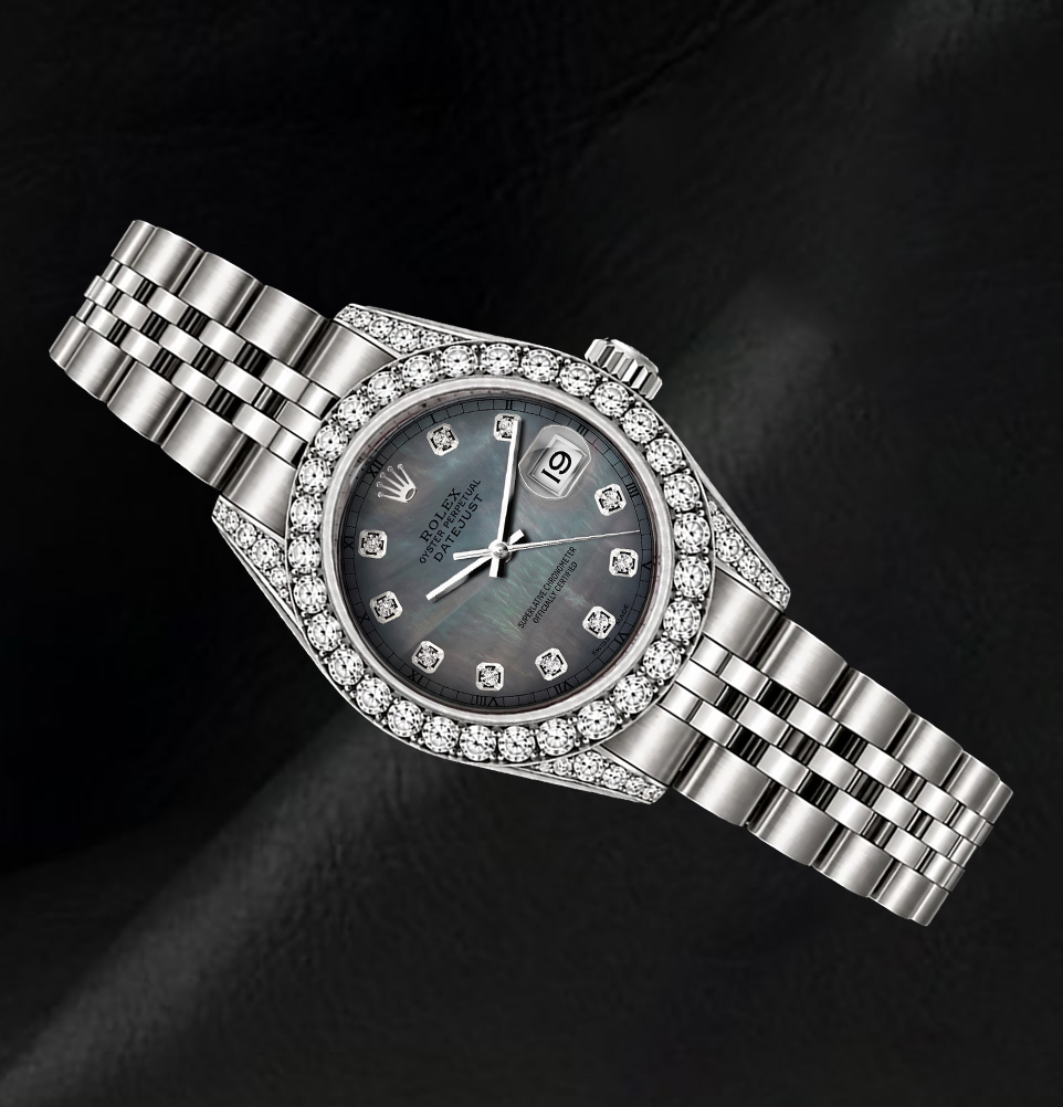 Rolex Datejust 6916 26mm Orologio in Acciaio Inossidabile con Quadrante con Diamanti in Madreperla Nera