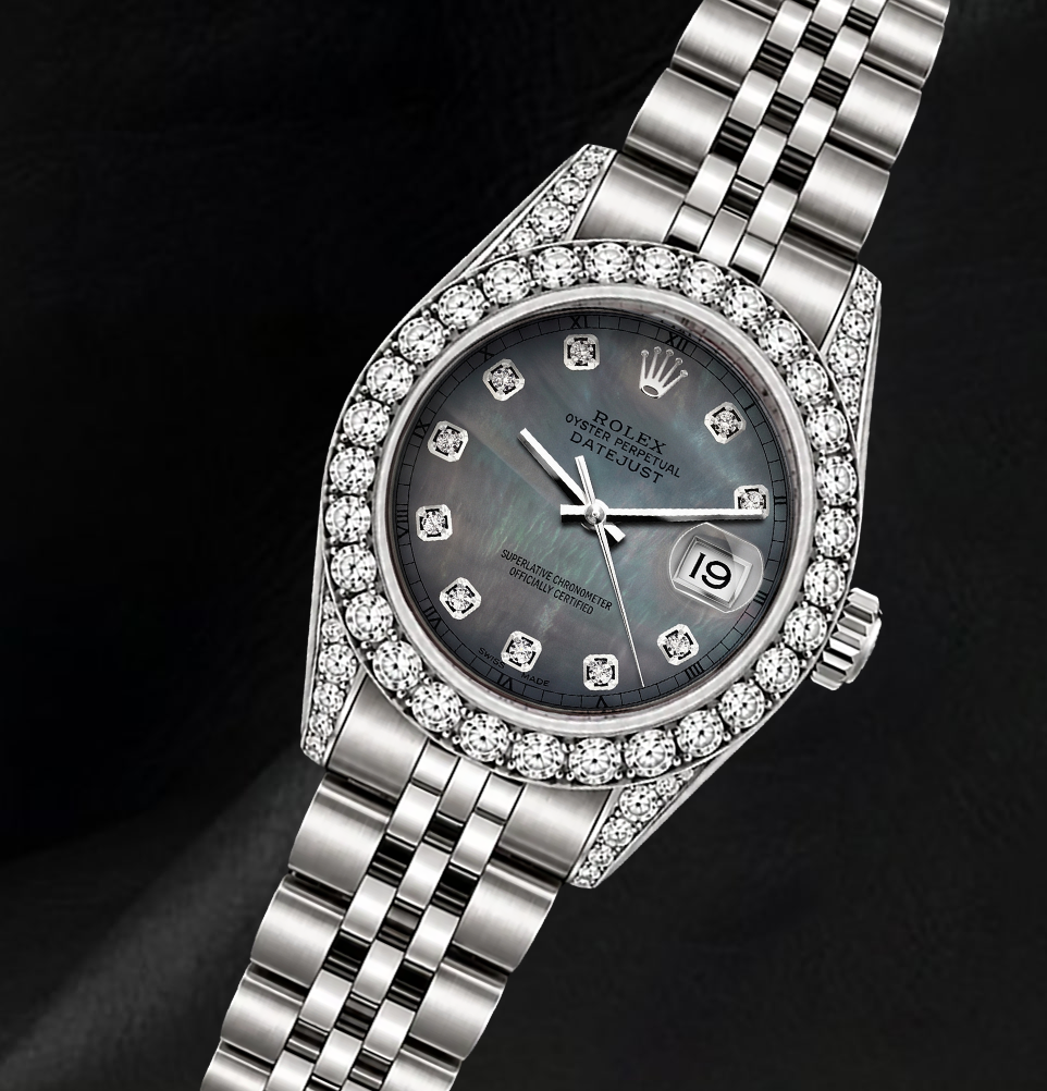 Rolex Datejust 6916 26mm Orologio in Acciaio Inossidabile con Quadrante con Diamanti in Madreperla Nera