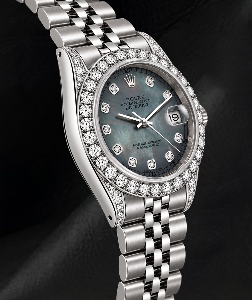Rolex Datejust 6916 26mm Orologio in Acciaio Inossidabile con Quadrante con Diamanti in Madreperla Nera
