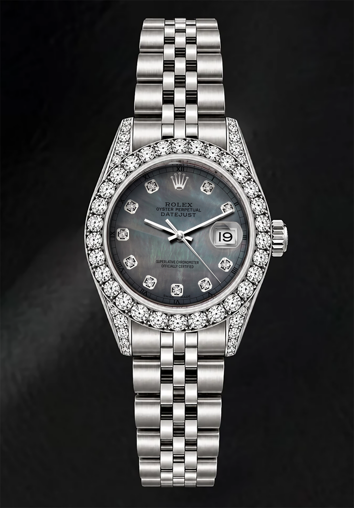 Rolex Datejust 6916 26mm Orologio in Acciaio Inossidabile con Quadrante con Diamanti in Madreperla Nera