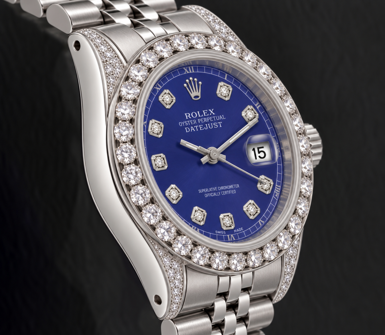 Orologio Rolex Datejust 6916 26 mm Quadrante Blu con Diamanti Acciaio Inossidabile Bracciale Jubilee