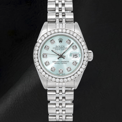 Orologio Rolex Datejust 6916 26 mm in Acciaio Inossidabile con Quadrante Blu con Diamanti