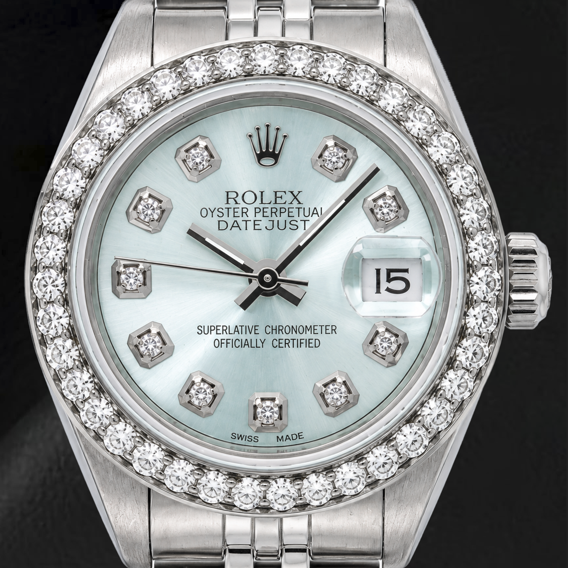 Orologio Rolex Datejust 6916 26 mm in Acciaio Inossidabile con Quadrante Blu con Diamanti
