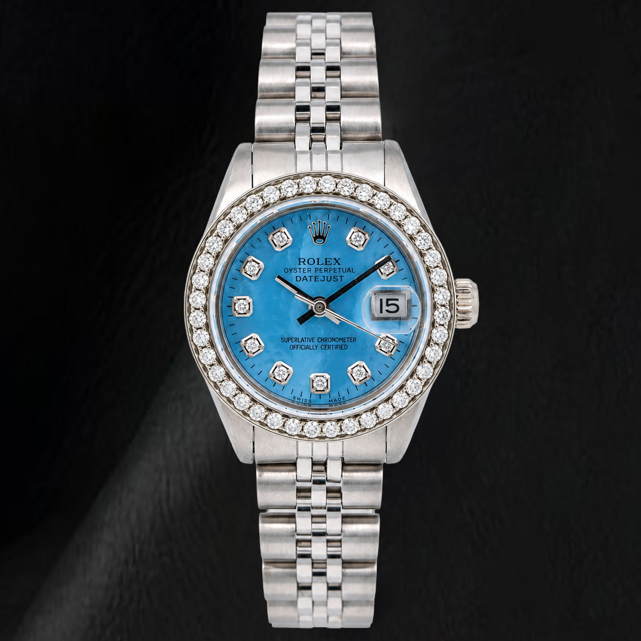 Orologio Rolex Datejust 6916 26 mm Quadrante con Diamanti in Madreperla Blu Acciaio Inossidabile Bracciale Jubilee