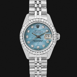 Rolex Datejust 6916 26 mm Orologio in Acciaio Inossidabile Quadrante con Diamanti in Madreperla Blu