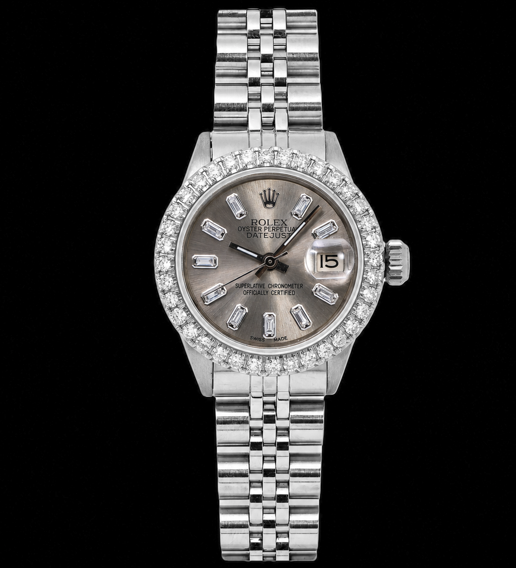 Rolex Datejust 6916 26mm Orologio in Acciaio Inossidabile con Quadrante Grigio con Diamanti