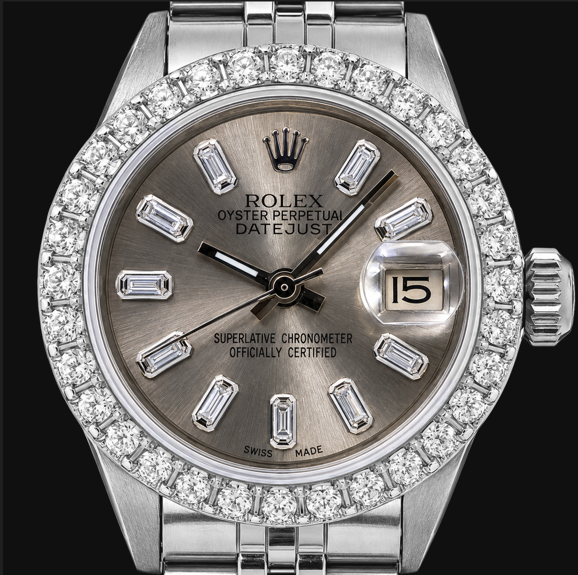 Rolex Datejust 6916 26mm Orologio in Acciaio Inossidabile con Quadrante Grigio con Diamanti