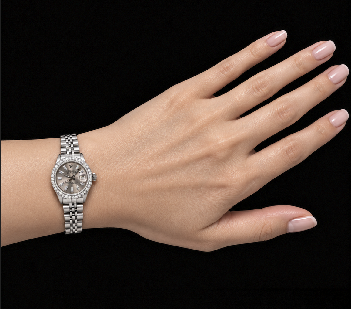 Rolex Datejust 6916 26mm Orologio in Acciaio Inossidabile con Quadrante Grigio con Diamanti