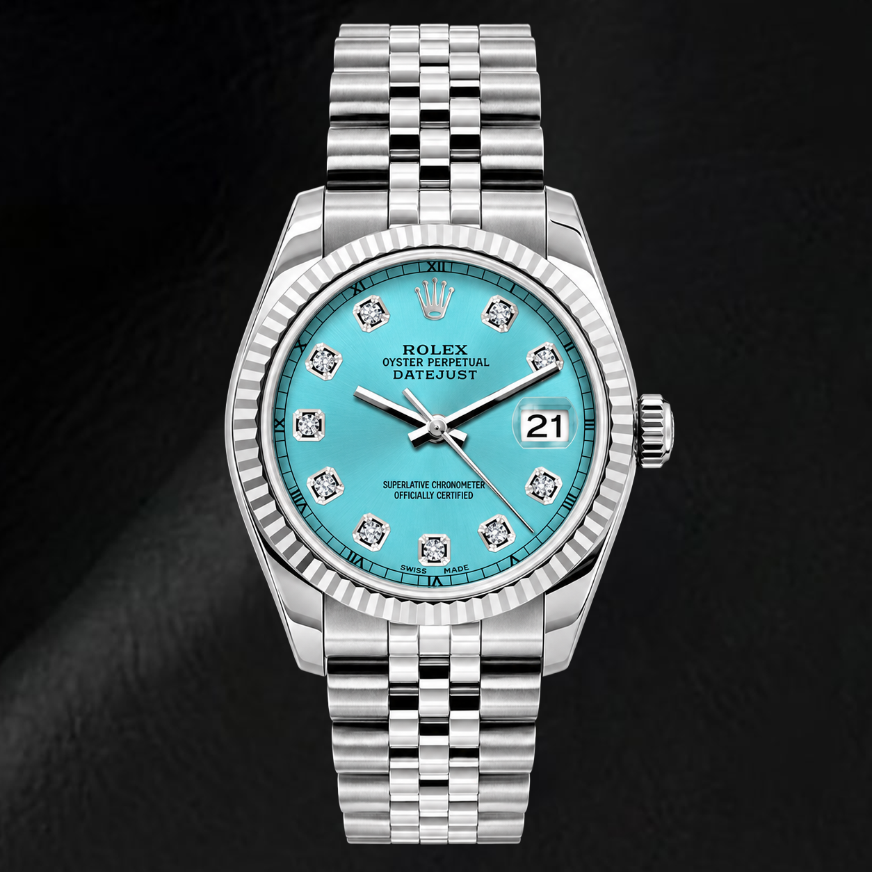 Rolex Datejust 6916 26 mm Orologio in Acciaio Inossidabile con Quadrante con Diamanti Blu Ghiaccio